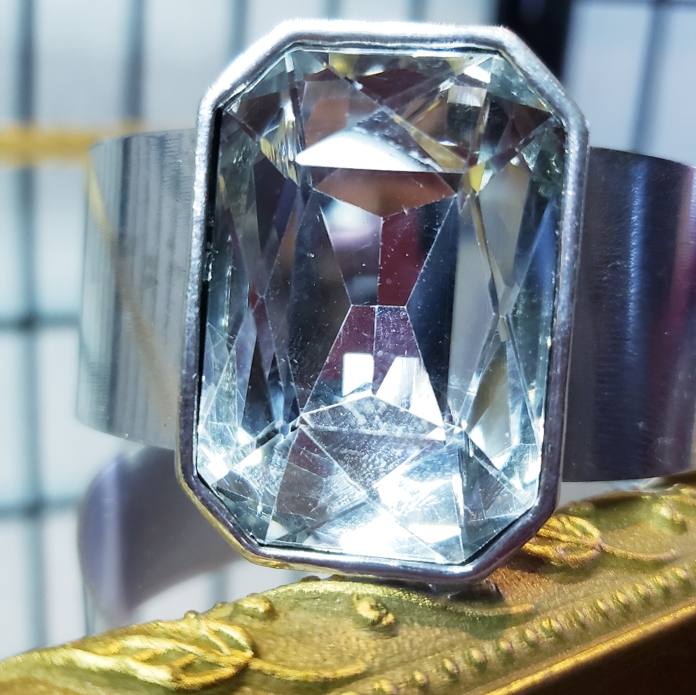 NWT SilverCuff Bracelet with glass crystal detail